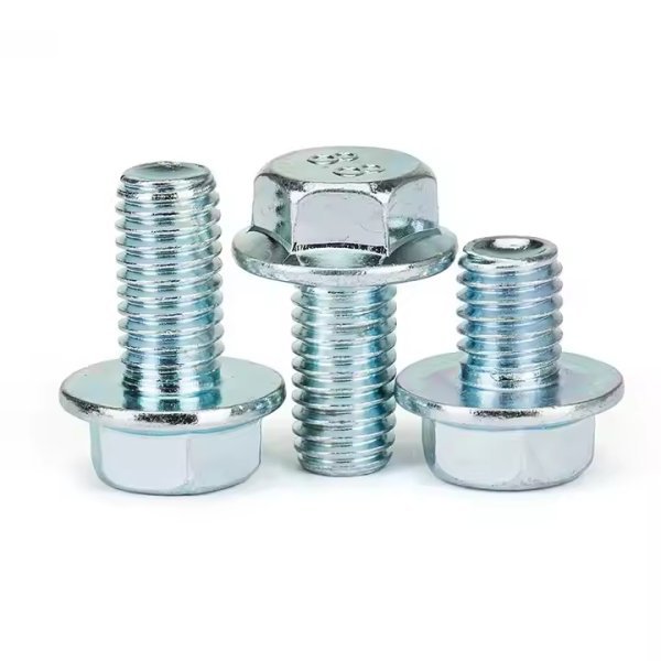 Grade 8.8 Hex Flange Bolt with White Blue Zinc Plating White Blue M14 Flanged Bolt M16x200 Bolts M4 M6 M8 Flange Bolt and Nut
