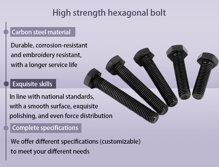 Hexagonal Carbon Steel Bolts Class 4.8 & 6.8 Grade Black Oxide Finish UNC Thread for Building Decoration