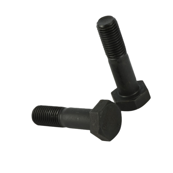 DIN 931 Black Hexagon Head Steel Bolt Plain Finish 1 5/8" Thread 80mm Length Carbon Steel Bolt and Nut Structure Bolt