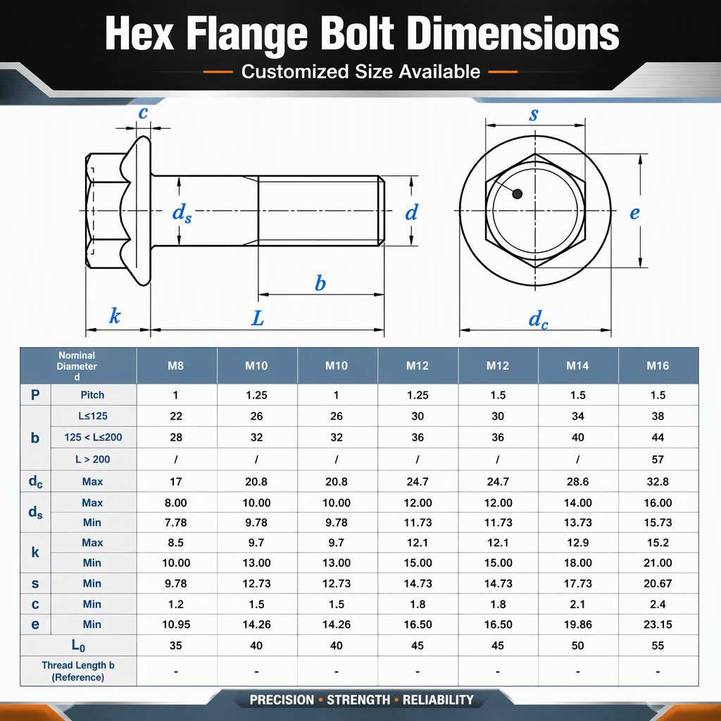 Hex Flange Bolts Carbon Steel Plain Finish Hex Drive Bolts & Studs Industrial Grade 8.8 Car Bolts Motorcycle Bolts and Nuts ISO specifications