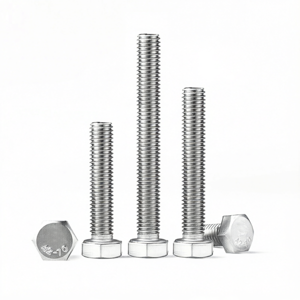 Stainless Steel Hex Head Bolt DIN933 Grade A2 Plain Finish 5/16 with 2 Nuts and Spring Washer