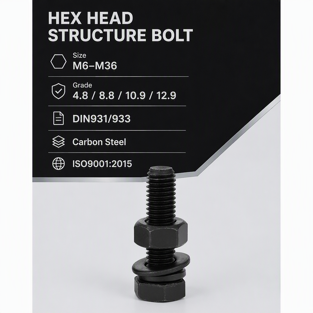 Chinese M8 High Strength Hex Head Carbon Steel Zinc Finish Structure Shear Bolts Hex Head Tower Bolt for Building specifications