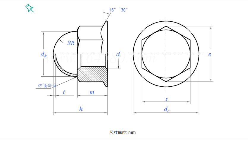 Nylon PP Polished Hex Dome Nut Cap Nut DIN1587 Standard Fully Threaded M6 M8 M10 Hexagon Hex Nut for Construction specifications