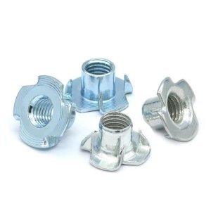 Grade 4.8 Steel T-Nuts M4-M10 | 4-Pronged Furniture Insert Fasteners DIN1624 Four Claw Tee Nut Bulk Orders 3/8 Nuts
