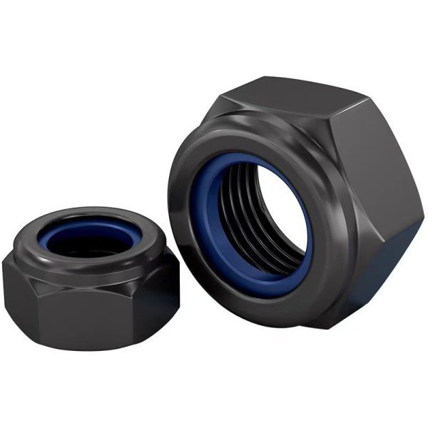 Durable DIN985 Nylon Insert Anti-Loosening Hex Self-Locking Nut M6 Carbon Steel Secure Fastening Grade 4.8 Black Finish ISO9001
